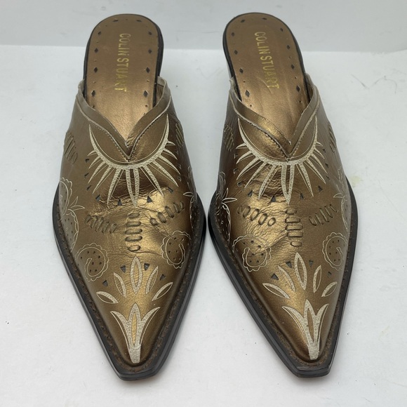 Colin Stuart Vintage Western Gold Mules - Picture 2 of 5